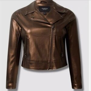 Torrid SIZE 2 Metallic Bronze Faux Leather Moto Jacket
